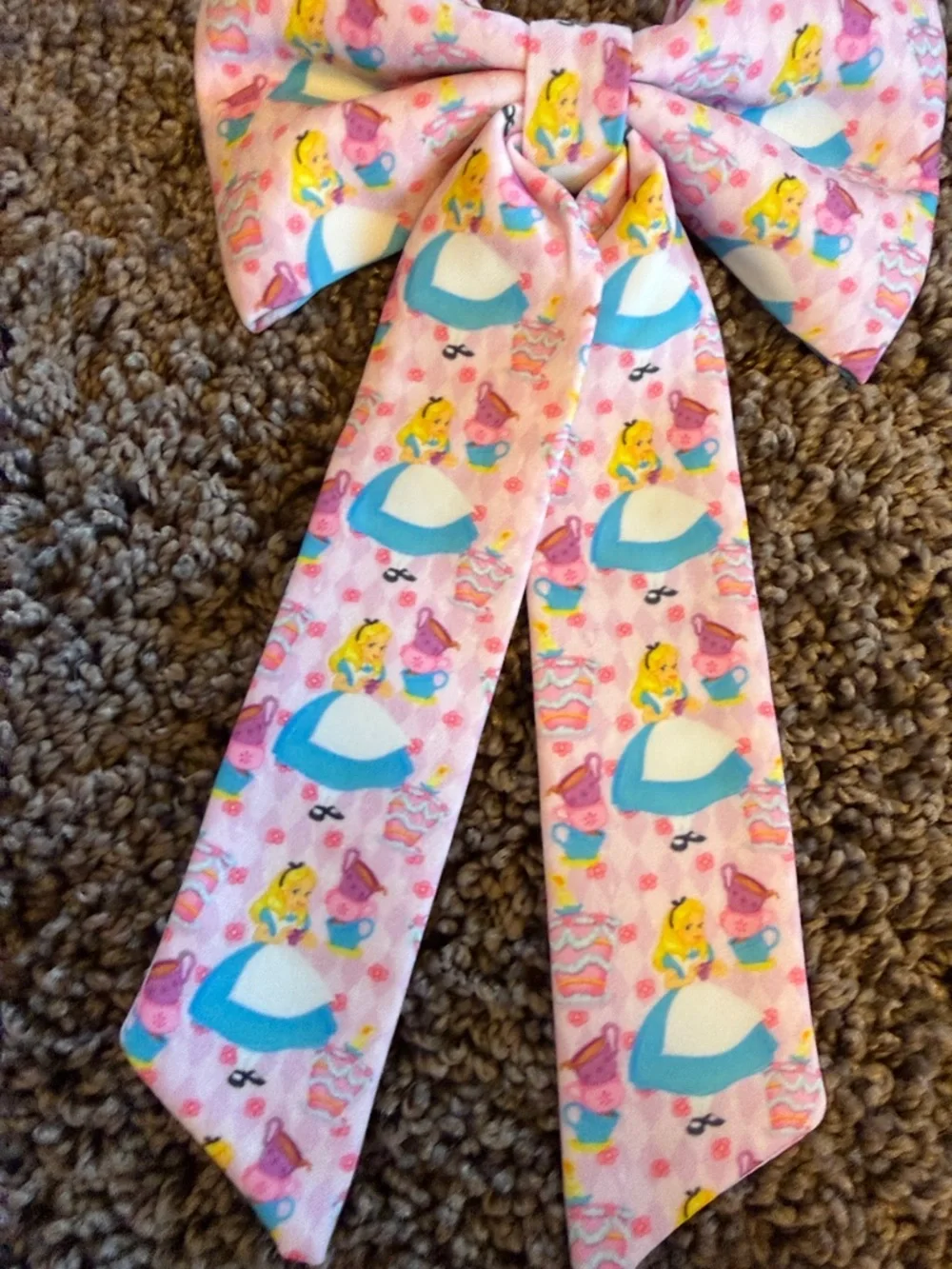 New SCL alice in wonderland long bow clip barrette - A Very Merry Unbirthday